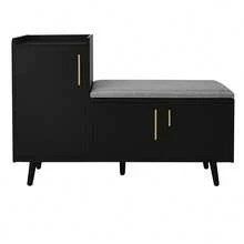 Modern Shoe Storage Bench With Seat - Black - 黑色 - 查看 3