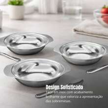 Kit de sobremesa conjunto com 12 peças 6 taças 6 colheres aço inox - A - Visão 4