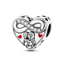 1Pc Silver Plated Family Mom Dad Sister Heart Charm For Bracelet Necklace Pendant Beads For Diy Jewelry Making Thanksgiving Day Gift For Lover - Silver - View 12