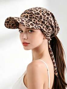 1pc Leopard Print Floral Tie-Up Bucket Hat, Suitable For Travel, Vacation, Daily Wear, Sun Protection, Multiple Colors Available - Sun Hat With Scarf - View 8