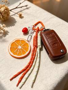 Fashionable Versatile Strawberry Lemon Pendant, Resin Lemon Slice Personalized Design, Realistic Fruit Lemon Slice Orange Slice Keychain Bag Charm Creative Fruit, Fashionable Versatile Bag Charm, Color-Block Bag Charm, Cute Lightweight Keychain, Suitable For Shopping, Dating, Daily Commute And Work, Holiday Birthday, Teacher's Day Perfect Gift - Multicolor - View 5