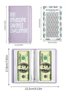Cash Storage Notebook With 100-Bill Capacity, Featuring Banknote And Stamp Patterns, 1A6 Large Storage Space - Multicolor - View 11