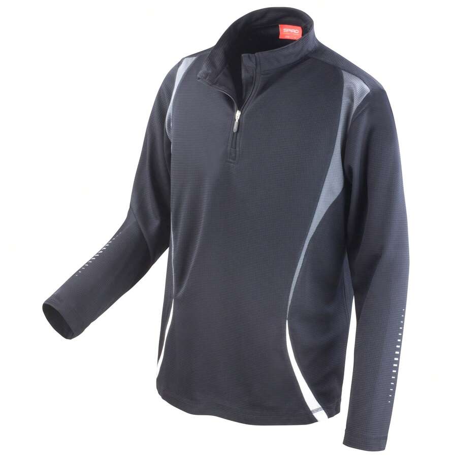Spiro Ladies/Womens Sports Gym Running Trial Performance Training Top - Black/Grey/White - View 1