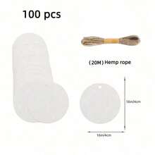 10-300 piezas Etiquetas de regalo redondas blancas, etiquetas de regalo de papel kraft con cuerda, etiquetas colgantes en blanco para envolver regalos, proyectos de manualidades, recuerdos de boda - Blanco - Ver 6
