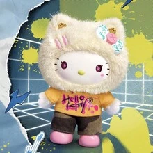 Miniso Sanrio Characters Graffiti Series Vinyl Plush Blind Box-Hello Kitty, Soft Fluffy Plush Exterior Paired With Solid Vinyl Figure Body, Unique Graffiti Print Pattern,Cute Cartoon IPesktop Collectible Ornament (1 PC Random Delivery) - Multicolor - View 9