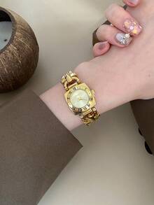 1件新款女款極簡休閒優雅歐式中東風手鍊腕錶，復古金色 - 金色 - 查看 4