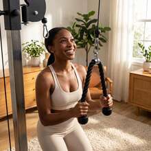 Heavy-Duty Woven Fitness Pull Rope With Non-Slip Coated Ends And Metal Quick Buckle, Suitable For Gym Pulldown Machines And Home Back Strength Training - Black - View 4