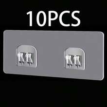 10 piezas Cinta adhesiva autoadhesiva transparente de gancho y bucle, soportes adhesivos reutilizables invisibles sin necesidad de clavos - Multicolor - Ver 10