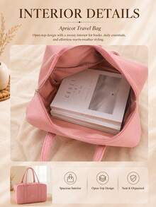 3CE Apricot Travel Bag, Non-Deformable, Hand-Carried Or Shoulder-Carried, Smooth Zipper Closure, Large Capacity Storage, Daily Makeup Storage - Apricot - View 8