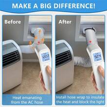 Portable Air Conditioner Hose Protective Sleeve, Exhaust Pipe Insulation Sleeve And Hose Cover, Made Of Insulated Air Conditioner Hose Sleeve, Easy Installation, Comes With 3 Adjustable Grey Straps - A - View 8