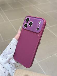 奢華純色夏季多巴胺酒紅色手機殼，適用於 iPhone 17 Pro Max 16 15 14 13 12 11 Pro Max，玻璃亮片鏡頭精確孔位保護背蓋，親膚柔軟觸感，極簡可愛優雅手機殼，適用於 iPhone 17 Pro Max 16 Pro Max 17 Pro 15 Pro Max 14 Pro Max 13 Pro Max - 紫色 - 查看 4