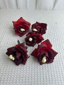 1/10/20pcs Artificial Rose Flowers, Faux Flowers, Dark Style Artificial Flower Heads, Suitable For DIY Handmade Headwear, Wedding Decoration, Window Display Atmosphere Decor Props, Halloween Photo Props - A - View 10