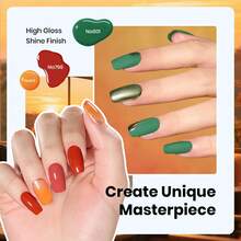 Beetles 6PCS 15ml Fall Gel Nail Polish Set, Golden Hour Collection, Burgundy, Orange, Dark Red & Green Soak Off UV LED Gel Polish - 6PCS 15ml Golden Hour - 查看 4