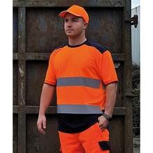Yoko Mens Hi-Vis Two Tone T-Shirt - Orange/Navy - View 2