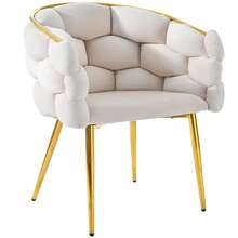 Beige Velvet Armchair - Modern Style - Beige - View 4