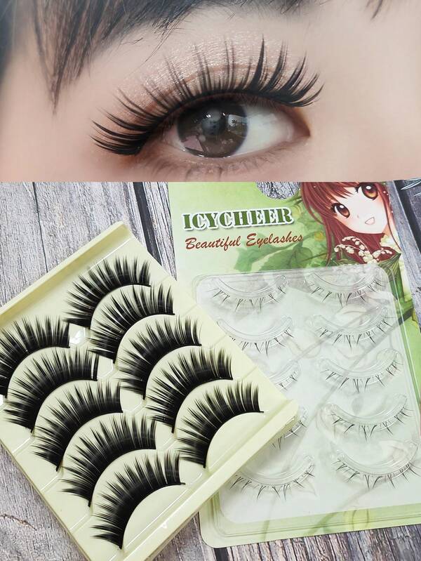 1 Set Of 2 Boxes Total 10 Pairs Thick Natural Mixed-Race Manga Eye False Eyelashes, Hard Stem Black Stem, Voluminous Curly Realistic Stage Makeup Natural Bare Makeup Commute + Natural New Chinese Style Lower Eyelashes, Mother-Born Natural Lively Pure Innocent No-Makeup Look Transparent Stem, Makeup Artist Recommended Camera-Ready Combination