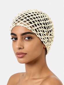 1pc Women's Handmade Crochet Sequin Hair Net Hair Cover Fishnet Sequin Hat Suitable For Daily Use - Multicolor - View 7
