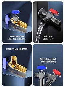1pc 100% Pure Brass Full Port Ball Valve, High Flow 1/2" Water Heater Shut-Off Valve, Universal Cold And Hot Water Pipe Fitting - Full Copper High-flow Angle Valve - View 4