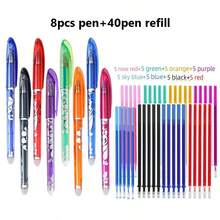48-Pack Of Erasable Neutral Pens, 8 Colors, Replaceable Ink Cartridges, Writing Pens With Pocket Clip, Suitable For School And Office Supplies, Gift For Students During The Back-To-School Season - Sets - View 8
