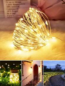 柔和暖白色 LED 串燈，銅線仙女燈，電池供電微線燈，室內氛圍照明，適用於窗戶和房間裝飾，通用節日裝飾燈，完美適用於萬聖節、聖誕派對裝飾和節日禮物 - 銅線燈暖光 - 查看 3