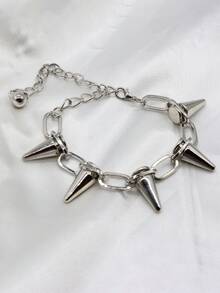 1pc New Fashion Alloy Jewelry Vintage Exaggerated Pointed Rivet Steering Wheel Chain Punk Bullet Chain Personalized Car Decoration - Studded Steering Wheel Chain - View 5
