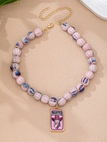 1/3 Pcs Beaded Statement Necklace For Women, Western Cowboy & Ocean Enamel Charm Pendant, Boho Colorful Strand Summer Beach Vacation Jewelry Gift - Multicolor - View 9