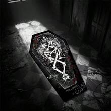 1pc Black 2-Skull Rose Holiday Horror Rug, Black Background Holiday Pattern Atmosphere Decorative Carpet, Living Room Area Rug, Home Decor, Room Decoration, Washable Carpet - Multicolor - View 4