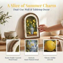 1/4pcs Arched Wooden Sign Rustic Style Wooden Yellow Lemon Art Desktop Decor Wall Hanging Ornament, Suitable For Kitchen Dining Room Farmhouse Home Vintage Kitchen Decoration - Lemon - View 6