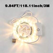 1m To 5m Indoor LED Light Strip, Dual Color Cold And Warm Options. USB Powered, Touch Button Control. Suitable For Bedroom, Mirror, Kitchen, TV Background Wall, Desk And Holiday Atmosphere. - Touch Light Strip - View 11