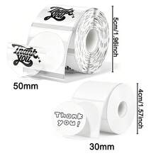 50mm/30mm Round Thermal Label Paper Transparent/White Self-Adhesive Paper Waterproof, Oil-Proof, Scratch-Resistant, Tear-Proof, Compatible With M110/M150/P50/M221 - Round - View 2