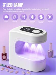 Essentials Mini UV 美甲燈，便攜式 10 秒快乾可充電 USB 凝膠固化燈，附 LED 顯示屏與 2 種定時模式，適用於居家、美甲沙龍與旅行，適合女性、青少年、美甲初學者、DIY 愛好者，情人節、母親節禮物 - 彩色 - 查看 7