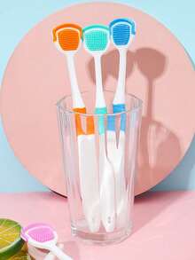 4/3/2/1pc Random Color Tongue Scraper Oral Hygiene Tool Set, Instantly Freshen Breath, Deep Clean Tongue, Reusable, Solve White Tongue Issue, Travel Tongue Cleaner Daily Oral Care Kit - Multicolor - View 4