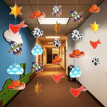 Story Birthday Party Banner, 6/12/24pcs Cartoon Pattern With Durable Fishing Line, Western Space Theme Party Decoration, Toy Birthday Decor, Bedroom Decoration - A - View 8