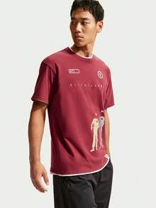 Nike Men's AS U NSW TEE LSE AF1 DNA Short Sleeve Knit Collarless T-Shirt TIM3739-677 - Burgundy - View 3