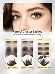 C/CC/D Curl Cluster Single Eyelash Extensions, Soft Natural Fluffy Look, DIY Home Single Eyelash Extensions (F24) - C/D 混合 - 查看 3