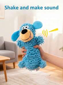 1/2pcs Dog Squeaky Toy, Mop Shaped Toy, Vibrating And Sound-Making, Blue Self-Entertainment Boredom Relief Toy, Durable And Bite-Resistant, Suitable For Small Dogs Pet Supplies - Multicolor - View 5