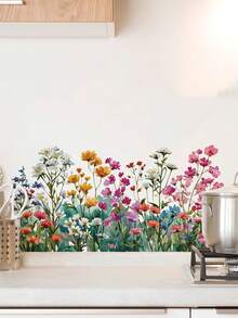 Watercolor Wildflower Baseboard Wall Stickers, PVC Waterproof Removable Self-Adhesive Paper, Tulip And Lavender Floral Long Strip Stickers, Countryside Ins-Style Kitchen And Bathroom Corner Cover-Up, Spring Rental Home And Airbnb DIY Soft Decoration - Wall Stickers - View 7