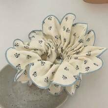 1pc Women's Floral Sweet Fashion Casual Flower Lace Hair Scrunchie, Suitable For Daily Wear - Beige - View 5