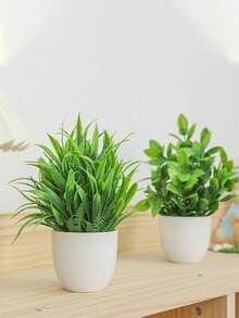 4pcs Set Artificial Plants With Pots, Small Artificial Plants For Indoor Home Decor, Suitable For Windowsill, Bathroom, Wall, Office Desk, Kitchen, Farmhouse Style Decoration, Valentine's Day Party Decor - Green - View 11