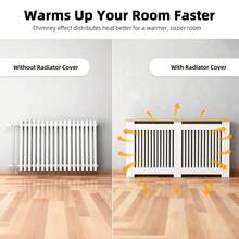 UNHO Radiator Cover 83cm High Modern Grill Cabinet MDF Vertical Slat Wooden & White S/M/L - L - 152x20x83cm - View 5