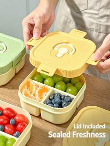 1300ml High-Capacity Leak-Proof Bento Box With 3 Compartments, Snap-Lock Freshness, Separable Food Storage, Ideal Lunch Box For Office Workers, Students Back To School, Picnic, Fruit And Snacks - Multicolor - View 3