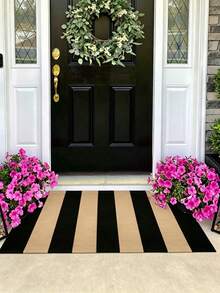1pc Front Porch Door Mat/Rugs , Black And Brown Striped Outdoor Rug, Washed Indoor Outdoor Door Mat, Farmhouse Style Small Area Rug, Suitable For Front Porch/Entry/Home Entrance, Halloween Decor, Christmas Decrotions, Fall Decor, Fall Home Decor - A - View 11