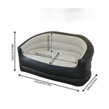 Inflatable Double Sofa, Suitable For Living Room, Reading Area, Bedroom, Lounge And Guest Room, Black Grey/Black Blue - Multicolor - View 11