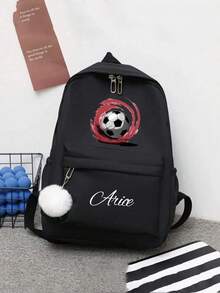 This Backpack With Soccer Pattern Can Be Customized As Your Exclusive Back-To-School Bag. You Can Also Add Personalized Elements Such As Name Or Holiday Greetings. This New Backpack Features A Nylon Zipper. You Can Add Personalized Content Like Letters, Lucky Numbers, Etc. It's Perfect For Dance Classes And Travel. Also An Ideal Choice For Birthday Gifts, Souvenir Bags, Christmas Gifts Or New Year Gifts. - Multicolor - View 4