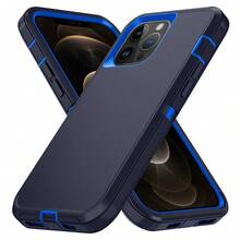 Funda de teléfono resistente de 3 en 1 de grado militar, funda protectora de Body completo resistente a golpes, antideslizante y a prueba de agua, resistente a arañazos, universal, accesorio de teléfono práctico como regalo para el Festival de Primavera y uso diario - Azul profundo - Ver 119