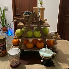 1pc 3-Tier Wooden Serving Tray, Rosewood Hardwood, No Power Required, Kitchen Storage Rack, Suitable For Home, Hotel, Restaurant Buffet Display - Multicolor - View 8