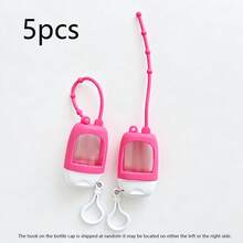 5 piezas (color aleatorio) Botellas de viaje rellenables - Incluye estuches protectores y llaveros, hechas de plástico transparente, diseño de tapa abatible, adecuadas para descarga de líquidos, lavado a mano, tónicos y cremas - A - Ver 14