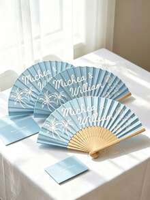 1 pieza Abanico de boda personalizado con foto y logotipo de nombre, abanico clásico DIY, personalización decorativa de alta calidad, personalizado, de moda, personalización exquisita, personalizado - Multicolor - Ver 2