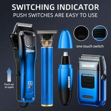 WEEME 4PCS/3PCS Rechargeable Hair Clippers Gifts For Men, Professional Barber Grooming Kit For Hair Beard Nose Trimming - View 6