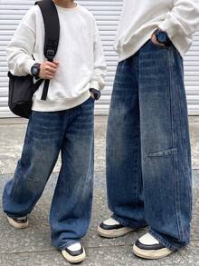 Loose Fit Fashion Denim Jeans For Big Boys - Medium Wash - View 10